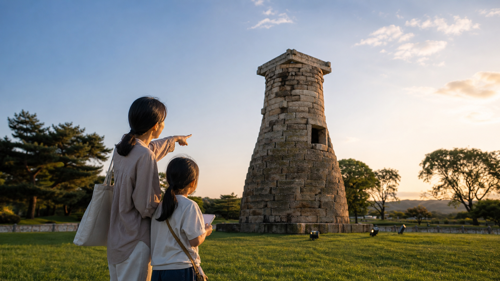 경주 첨성대를 아이와 살펴보는 가족 참고 이미지